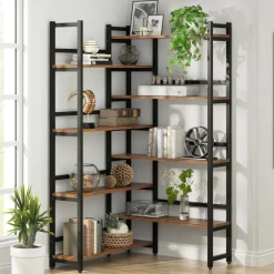 Flash Sale Tribesigns Corner Bookshelf, 8-Tier Industrial 70.8” Bookcase