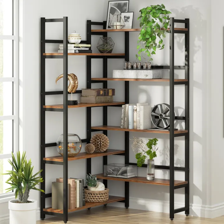 Flash Sale Tribesigns Corner Bookshelf, 8-Tier Industrial 70.8” Bookcase