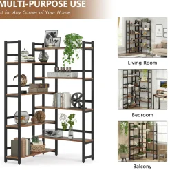 Flash Sale Tribesigns Corner Bookshelf, 8-Tier Industrial 70.8” Bookcase