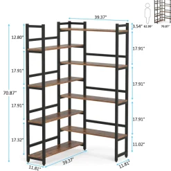 Flash Sale Tribesigns Corner Bookshelf, 8-Tier Industrial 70.8” Bookcase