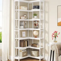 Clearance Tribesigns Corner Bookshelf, 7-Tier Industrial Corner Etagere Bookcase