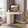 Best Sale Tribesigns Corner Desk, Triangle Computer Desk Makeup Vanity Desk with 3 Drawers