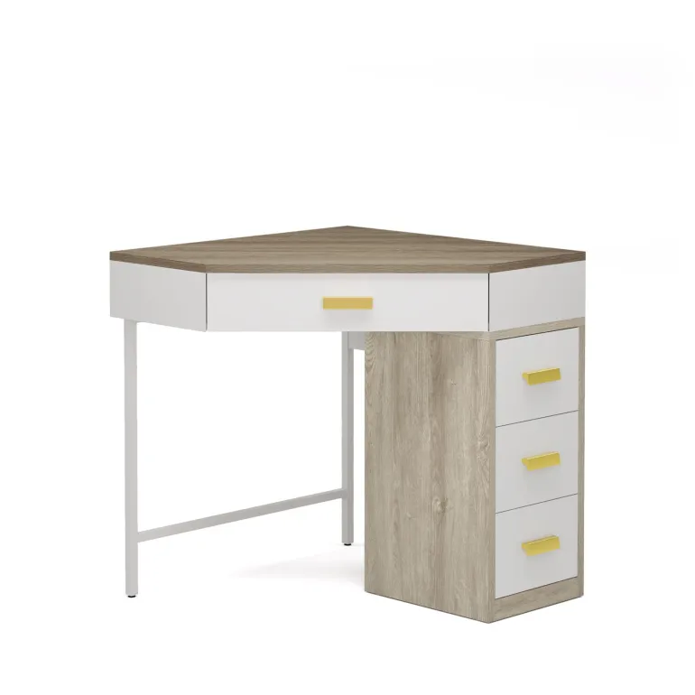 Best Sale Tribesigns Corner Desk, Triangle Computer Desk Makeup Vanity Desk with 3 Drawers