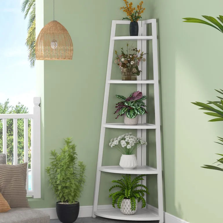 Sale Tribesigns Corner Shelf, 5 Tier Corner Storage Rack Ladder Bookcase