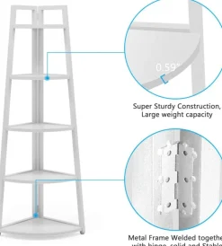 Sale Tribesigns Corner Shelf, 5 Tier Corner Storage Rack Ladder Bookcase