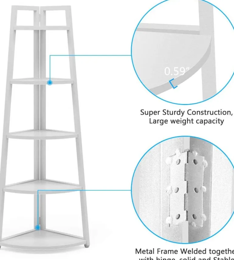 Sale Tribesigns Corner Shelf, 5 Tier Corner Storage Rack Ladder Bookcase