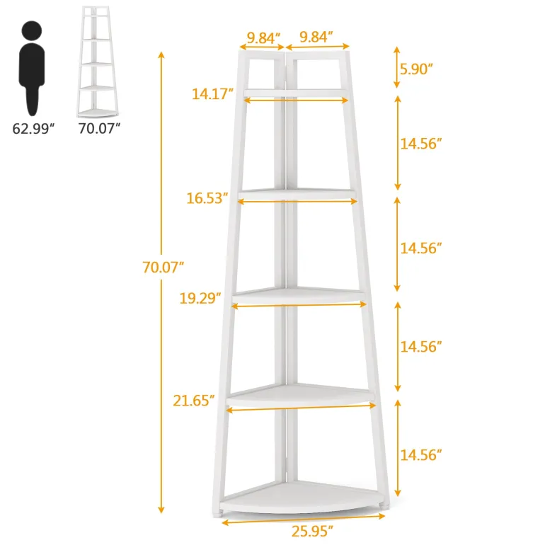 Sale Tribesigns Corner Shelf, 5 Tier Corner Storage Rack Ladder Bookcase