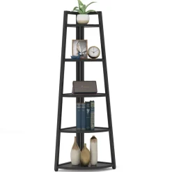 Sale Tribesigns Corner Shelf, 5 Tier Corner Storage Rack Ladder Bookcase