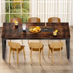 Cheap Tribesigns Dining Table for 6 - 8 Person, Industrial Kitchen Table with Metal Frame