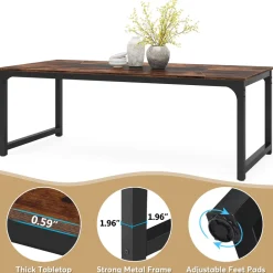 Cheap Tribesigns Dining Table for 6 - 8 Person, Industrial Kitchen Table with Metal Frame