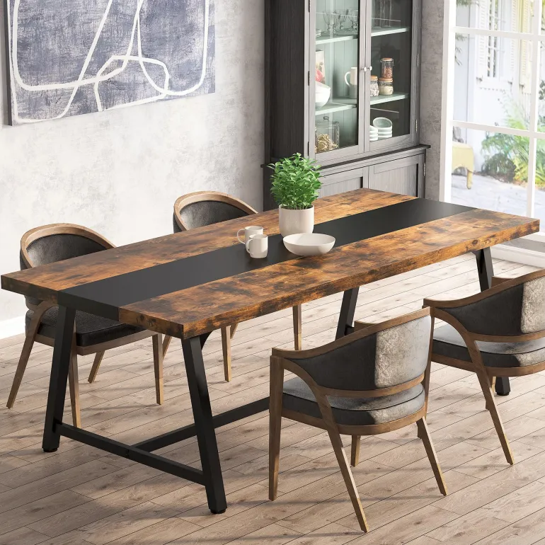 Outlet Tribesigns Dining Table for 8 People, 70.87" Rectangular Wood Kitchen Table