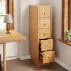 Fashion Tribesigns 5-Drawer Chest, Wood Narrow Dresser Storage Chest of Drawers