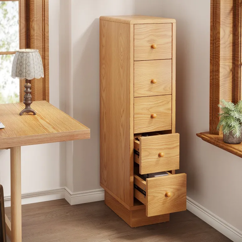 Fashion Tribesigns 5-Drawer Chest, Wood Narrow Dresser Storage Chest of Drawers