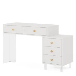 Discount Tribesigns 5-Drawer Computer Desk with Transparent Acrylic Base and Legs