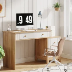 Best Sale Tribesigns 4-Drawer Computer Desk, Wooden Study Writing Table with Storage