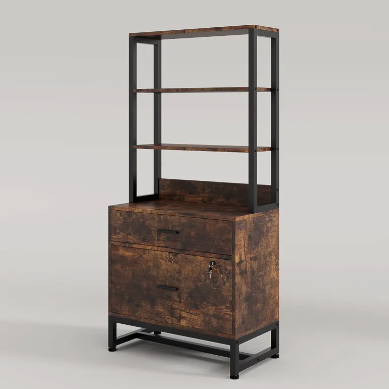 Hot Tribesigns 2-Drawer File Cabinet, Vertical Filing Cabinet with Lock & Bookshelf