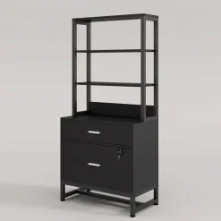 Hot Tribesigns 2-Drawer File Cabinet, Vertical Filing Cabinet with Lock & Bookshelf