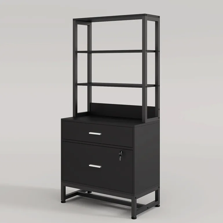 Hot Tribesigns 2-Drawer File Cabinet, Vertical Filing Cabinet with Lock & Bookshelf
