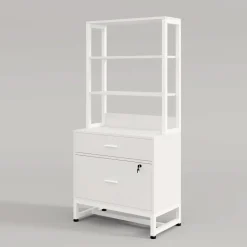 Hot Tribesigns 2-Drawer File Cabinet, Vertical Filing Cabinet with Lock & Bookshelf