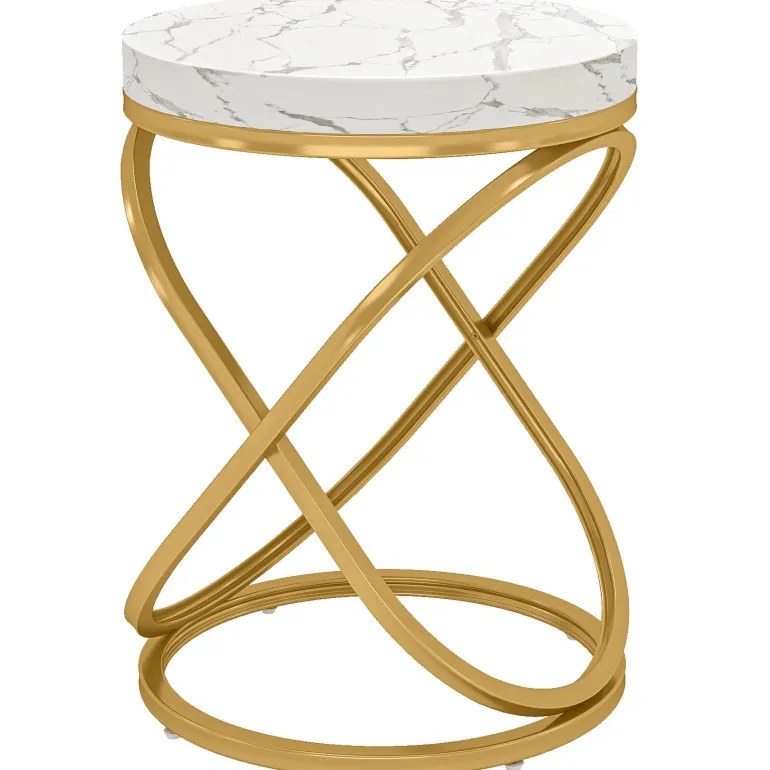 New Tribesigns End Table, 26" Tall Round Sofa Side Table with Faux Marble Top