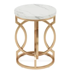 Best Tribesigns End Table, Round Side Table with Faux Marble Top, Modern Bedside Table