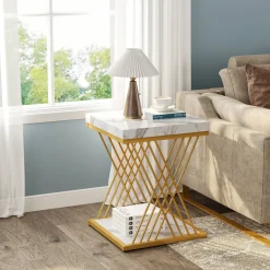 Best Tribesigns End Table, 2-Tier Square Side Table Modern Bedside Table