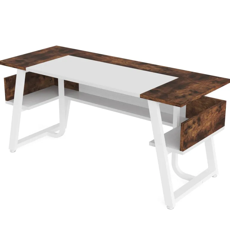 Outlet Tribesigns Executive Desk, 63" Computer Office Desk with Storage Shelf