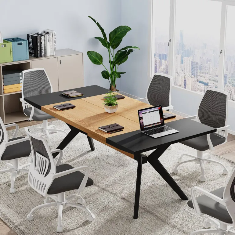 Store Tribesigns Executive Desk, 63" Computer Office Desk with X-Shape Frame