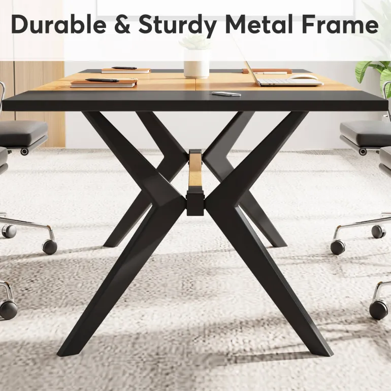 Store Tribesigns Executive Desk, 63" Computer Office Desk with X-Shape Frame
