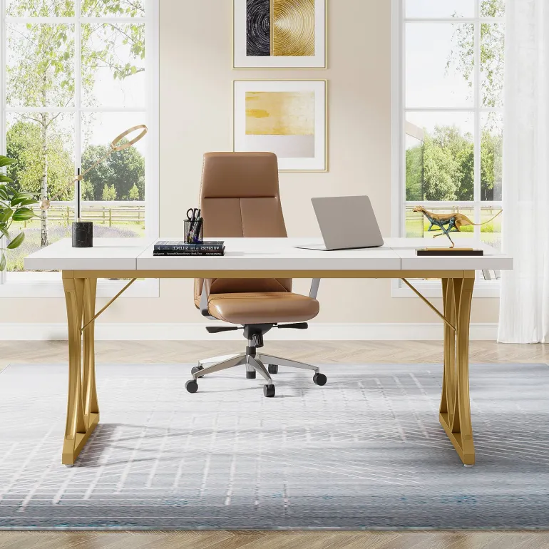 Cheap Tribesigns Executive Desk, 63" Modern Computer Desk Home Office Table