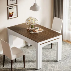 Shop Tribesigns Extendable Dining Table, Farmhouse Kitchen Table for 6 - 10 people