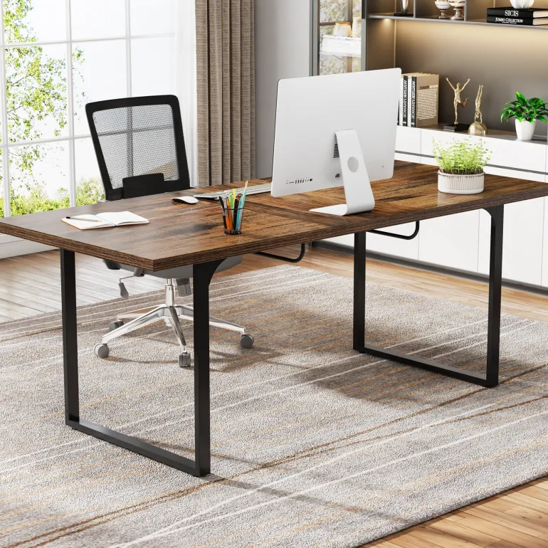 Discount Tribesigns Extendable Executive Table, 63" - 78" Computer Desk Office Desk