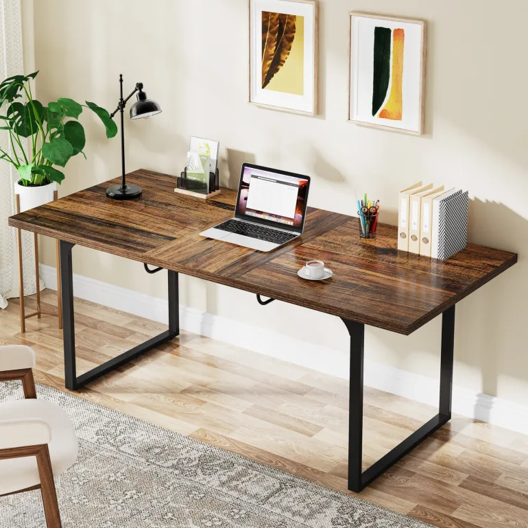 Discount Tribesigns Extendable Executive Table, 63" - 78" Computer Desk Office Desk