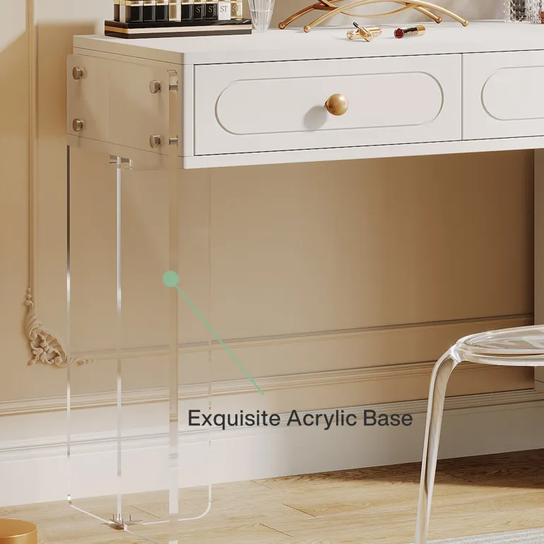 Flash Sale Tribesigns Extendable Makeup Vanity with 5-Drawer and Acrylic Base and Legs(Without Mirror)
