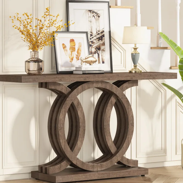 Shop Tribesigns Farmhouse Console Table, 55" Hallway Sofa Table With Geometric Base