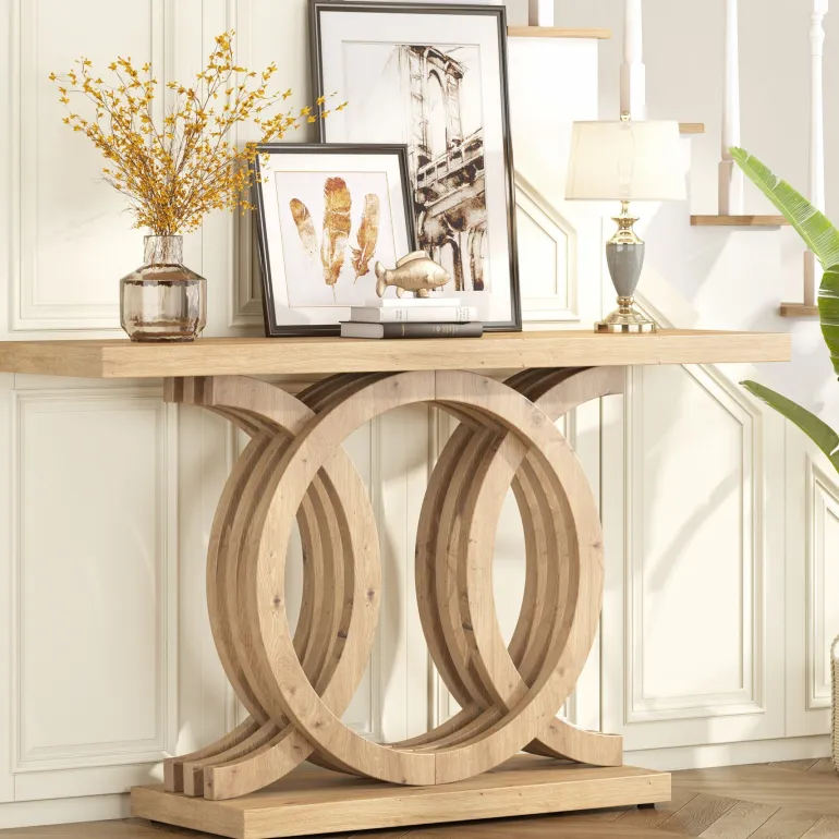 Shop Tribesigns Farmhouse Console Table, 55" Hallway Sofa Table With Geometric Base