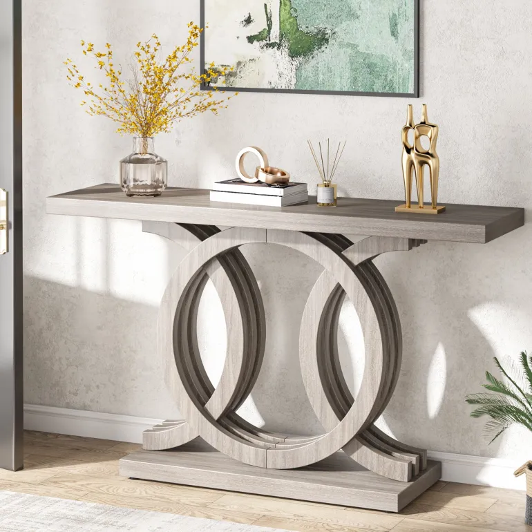 Shop Tribesigns Farmhouse Console Table, 55" Hallway Sofa Table With Geometric Base