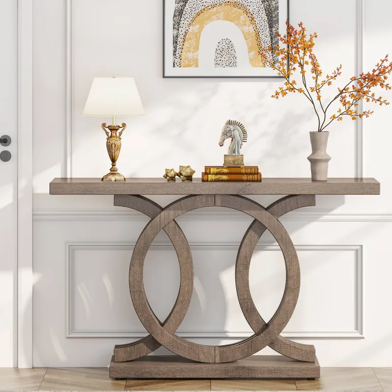 Shop Tribesigns Farmhouse Console Table, 55" Hallway Sofa Table With Geometric Base