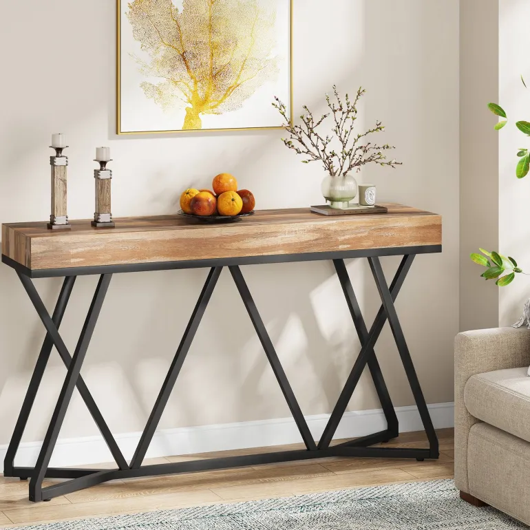 Store Tribesigns Farmhouse Console Table, 55" Sofa Table Wood Entryway Table