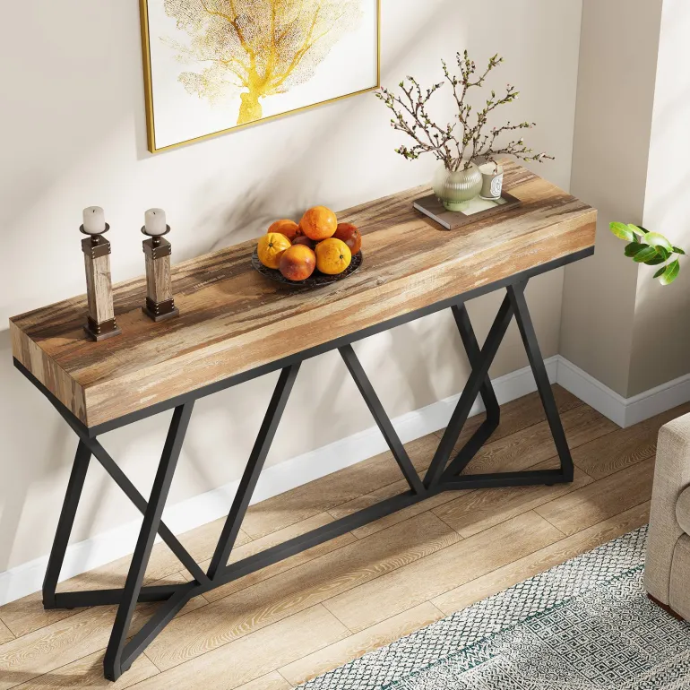 Store Tribesigns Farmhouse Console Table, 55" Sofa Table Wood Entryway Table