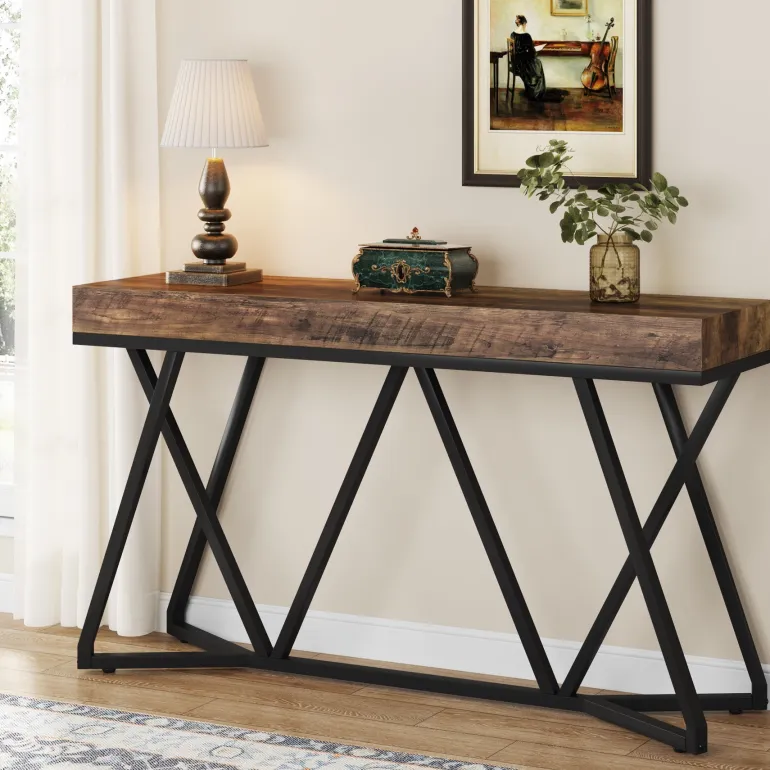 Store Tribesigns Farmhouse Console Table, 55" Sofa Table Wood Entryway Table