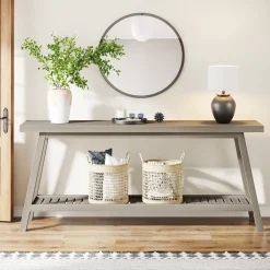 Cheap Tribesigns Farmhouse Console Table, 70.9" Entryway Table 2 - Tier Sofa Table