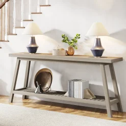 Cheap Tribesigns Farmhouse Console Table, 70.9" Entryway Table 2 - Tier Sofa Table
