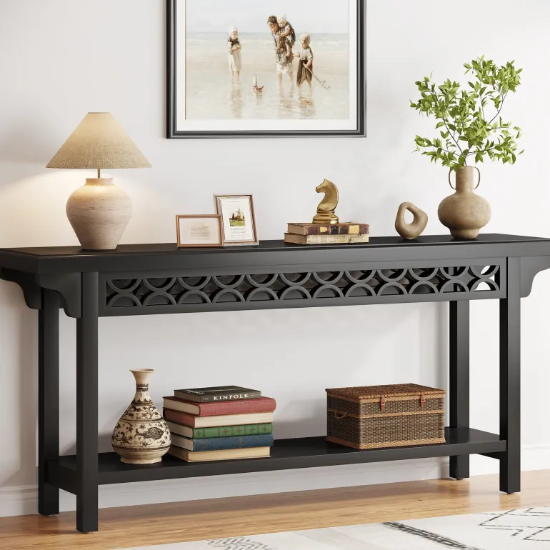 Shop Tribesigns Farmhouse Console Table, 70.8" Narrow Wood Sofa Table with Storage
