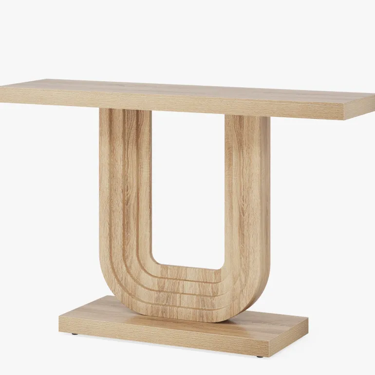 Clearance Tribesigns Farmhouse Console Table, 39" Wood Entryway Table with Geometric Base