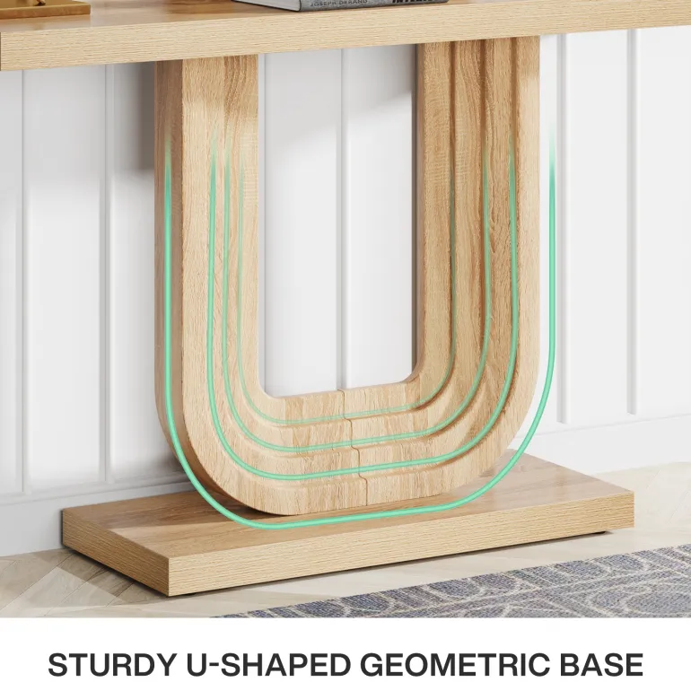 Clearance Tribesigns Farmhouse Console Table, 39" Wood Entryway Table with Geometric Base