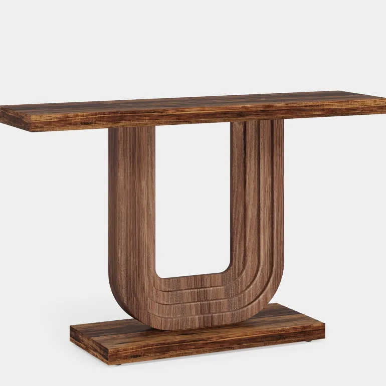 Clearance Tribesigns Farmhouse Console Table, 39" Wood Entryway Table with Geometric Base