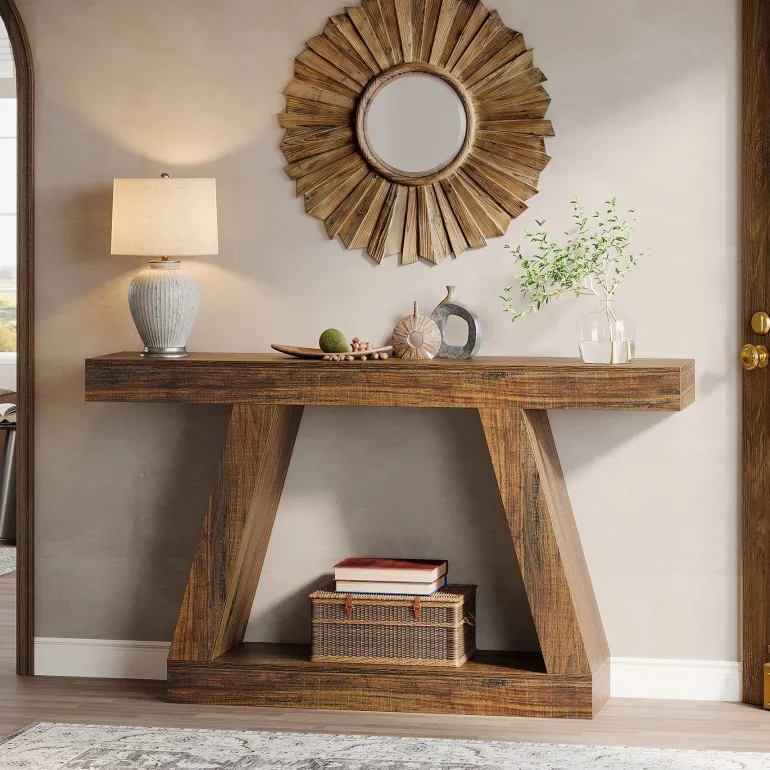 New Tribesigns Farmhouse Console Table, 55" Sofa Table with Storage