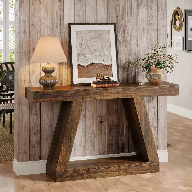 New Tribesigns Farmhouse Console Table, 55" Sofa Table with Storage