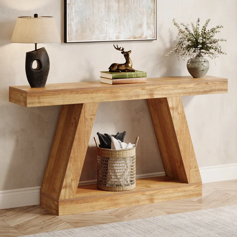 New Tribesigns Farmhouse Console Table, 55" Sofa Table with Storage
